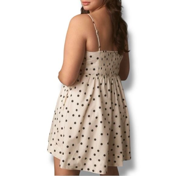 Anthropologie Maeve Polka Dot Spaghetti Strap Babydoll Mini Dress, 1x - Picture 3 of 12